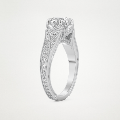 Round Pave Lab Grown Diamond Engagement Ring