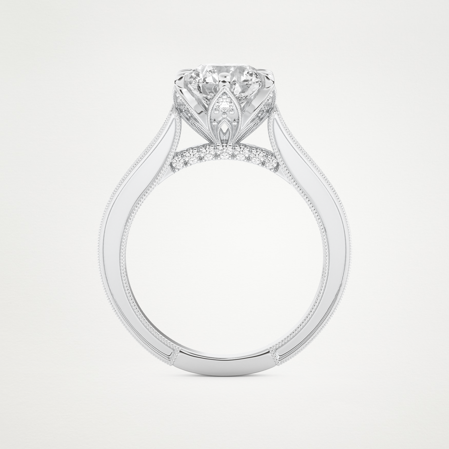 Round Pave Lab Grown Diamond Engagement Ring