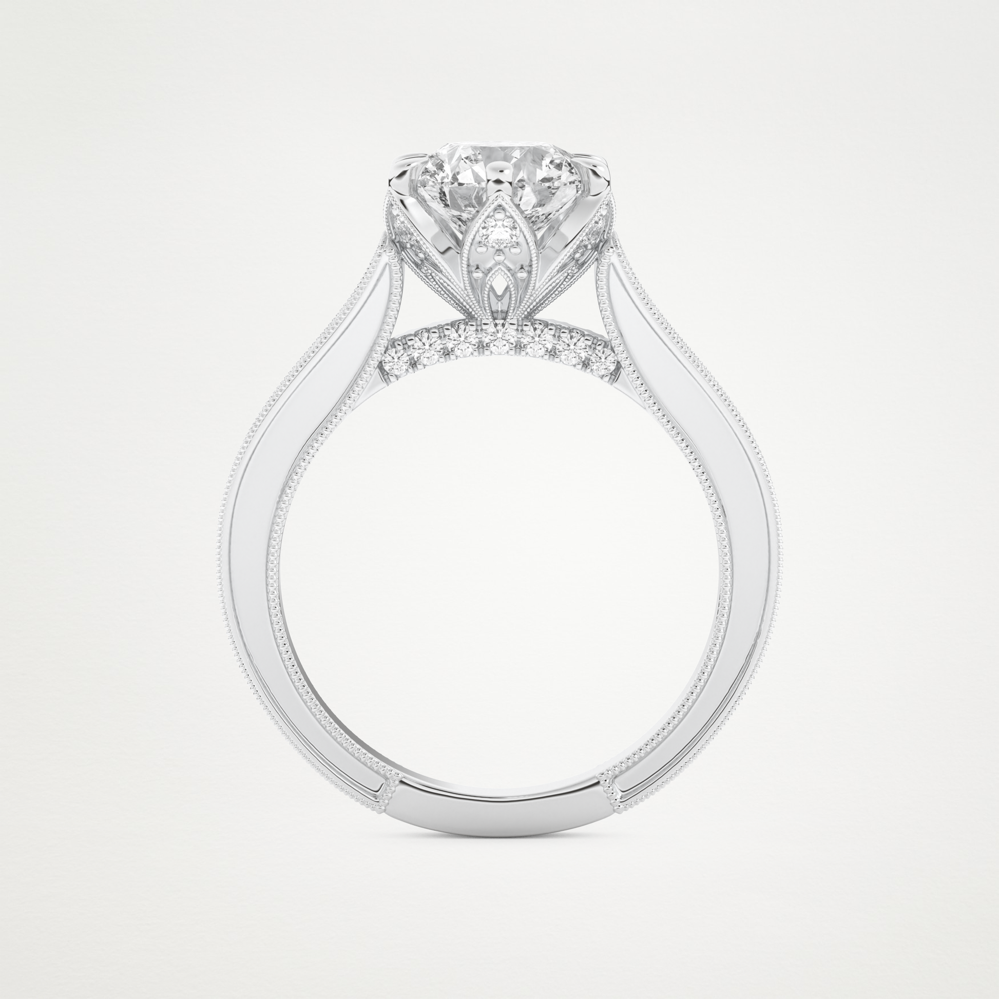 Round Pave Lab Grown Diamond Engagement Ring