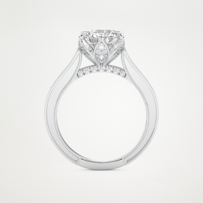 Round Pave Lab Grown Diamond Engagement Ring