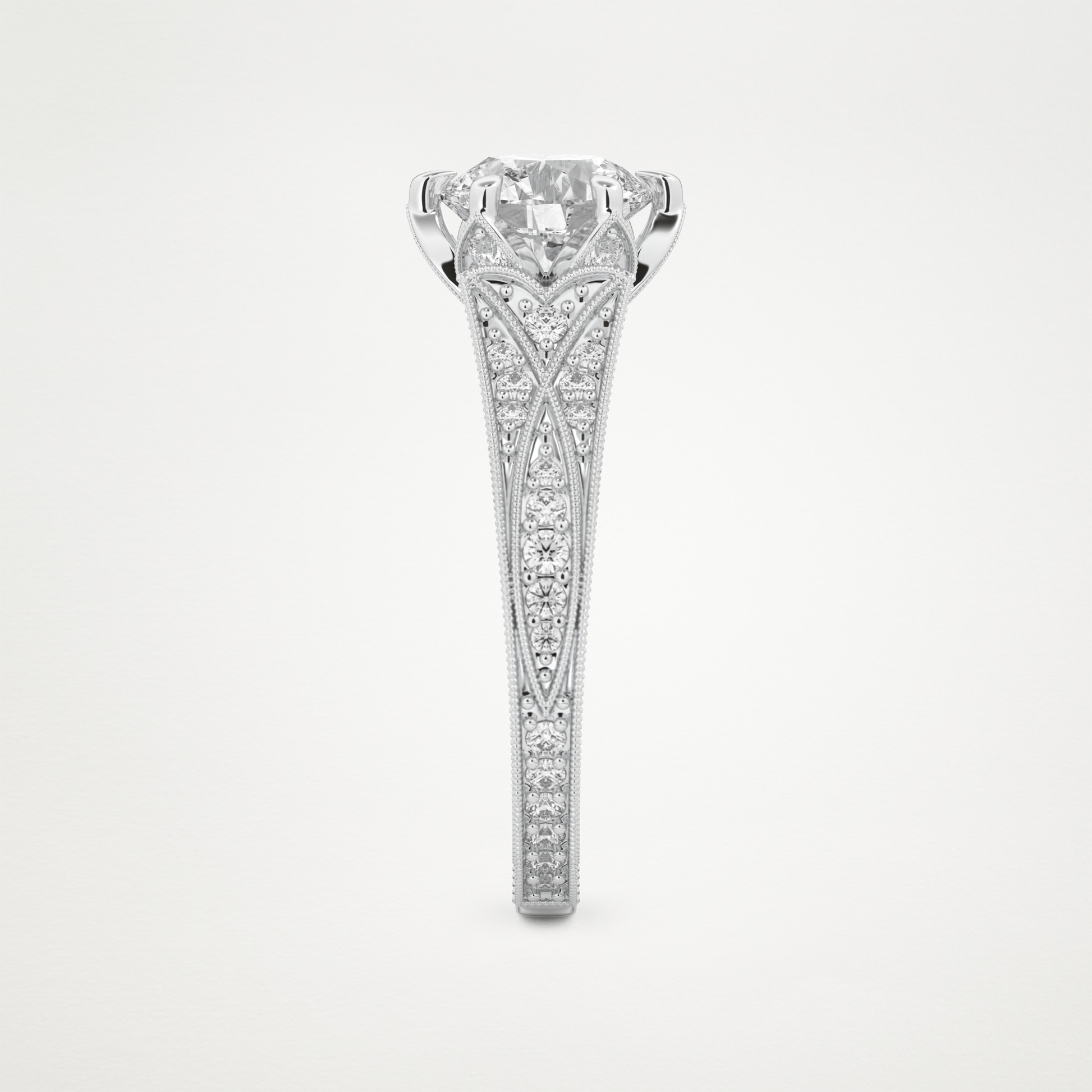 Round Pave Lab Grown Diamond Engagement Ring
