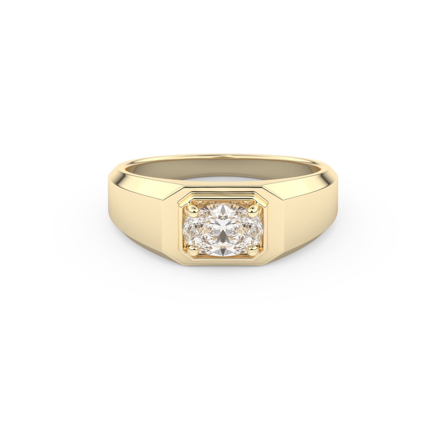 East West Oval Solitaire Lab Grown Diamond Men's Engagement Ring