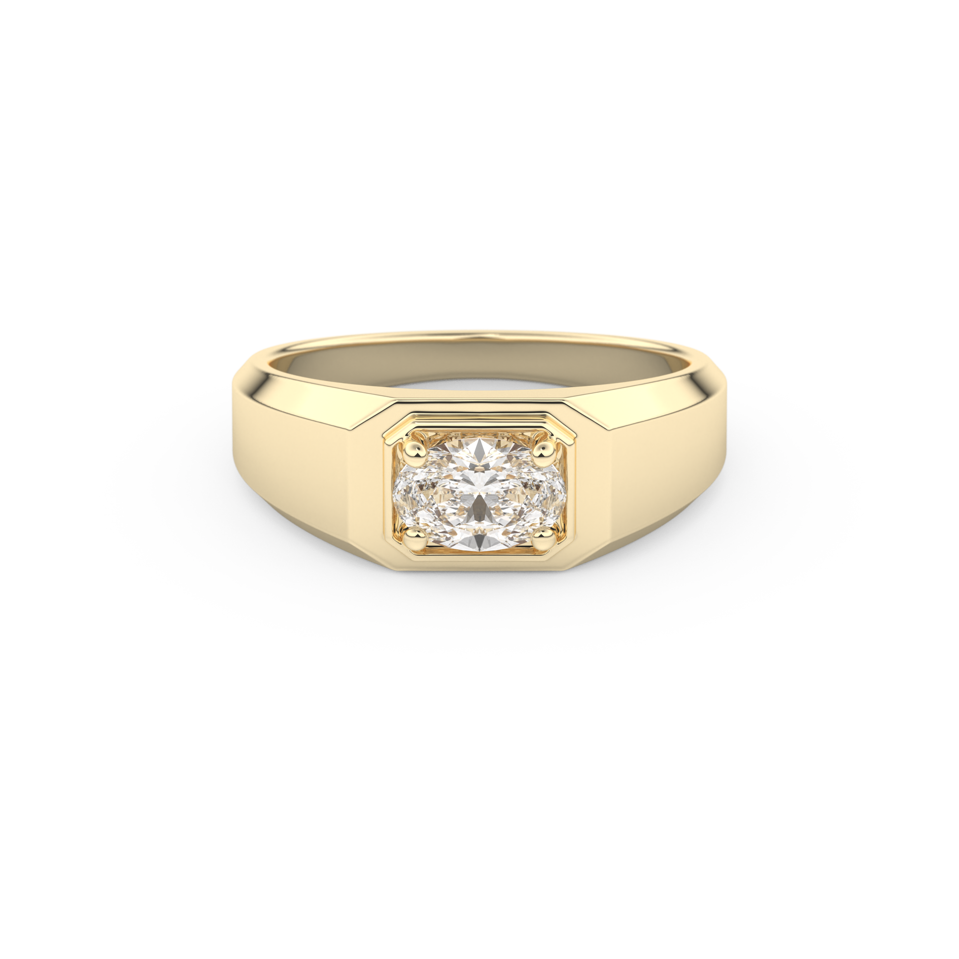 East West Oval Solitaire Lab Grown Diamond Men's Engagement Ring