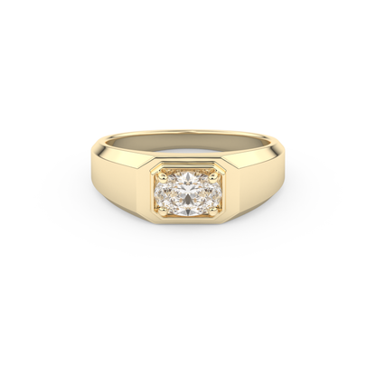 East West Oval Solitaire Lab Grown Diamond Men's Engagement Ring
