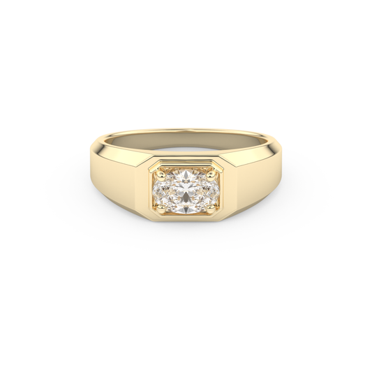 East West Oval Solitaire Lab Grown Diamond Men's Engagement Ring