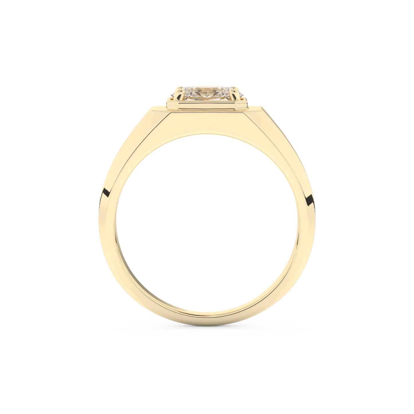 East West Oval Solitaire Lab Grown Diamond Men's Engagement Ring