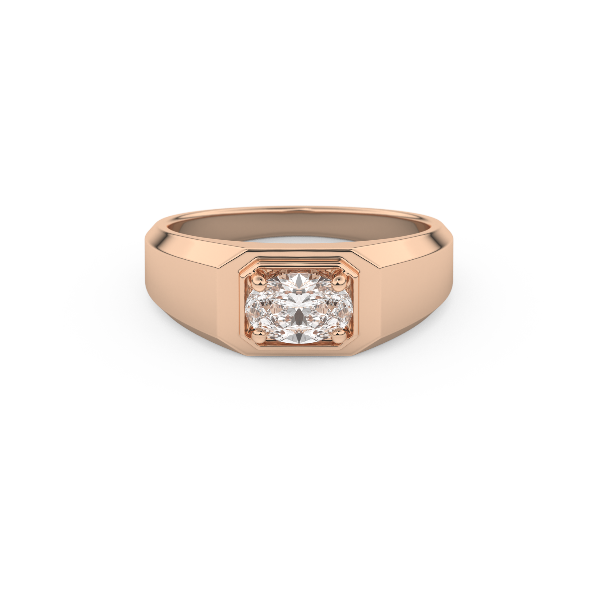 East West Oval Solitaire Lab Grown Diamond Men's Engagement Ring