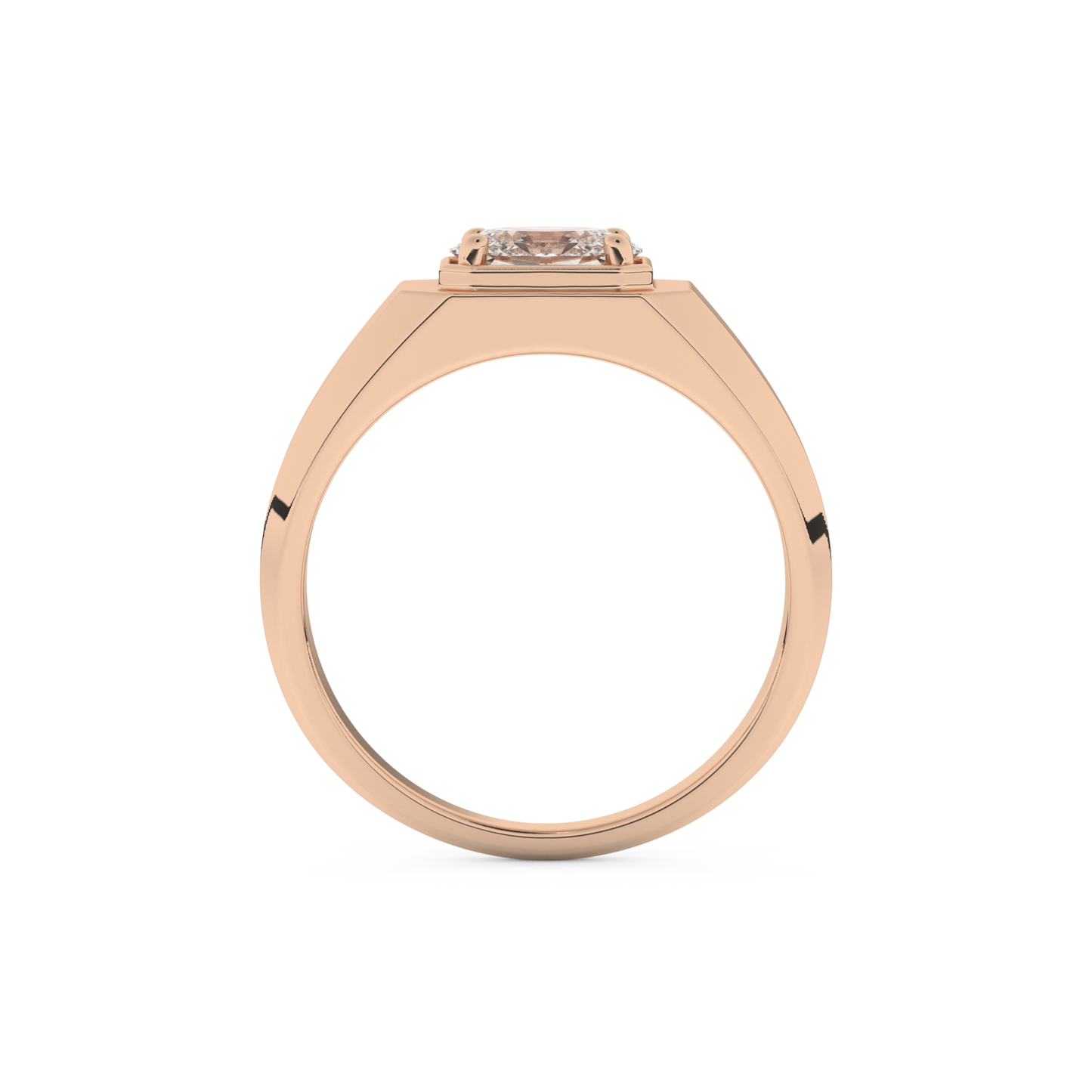 East West Oval Solitaire Lab Grown Diamond Men's Engagement Ring