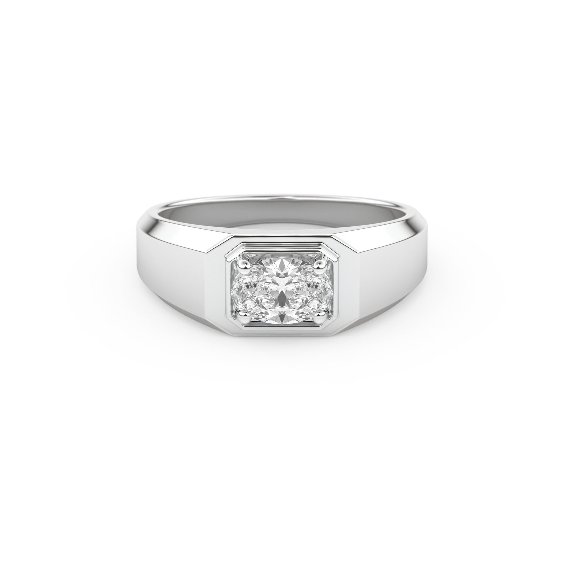 East West Oval Solitaire Lab Grown Diamond Men's Engagement Ring