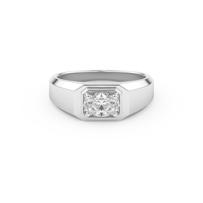 East West Oval Solitaire Lab Grown Diamond Men's Engagement Ring