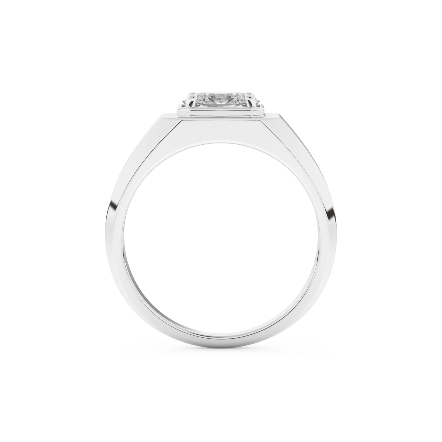 East West Oval Solitaire Lab Grown Diamond Men's Engagement Ring