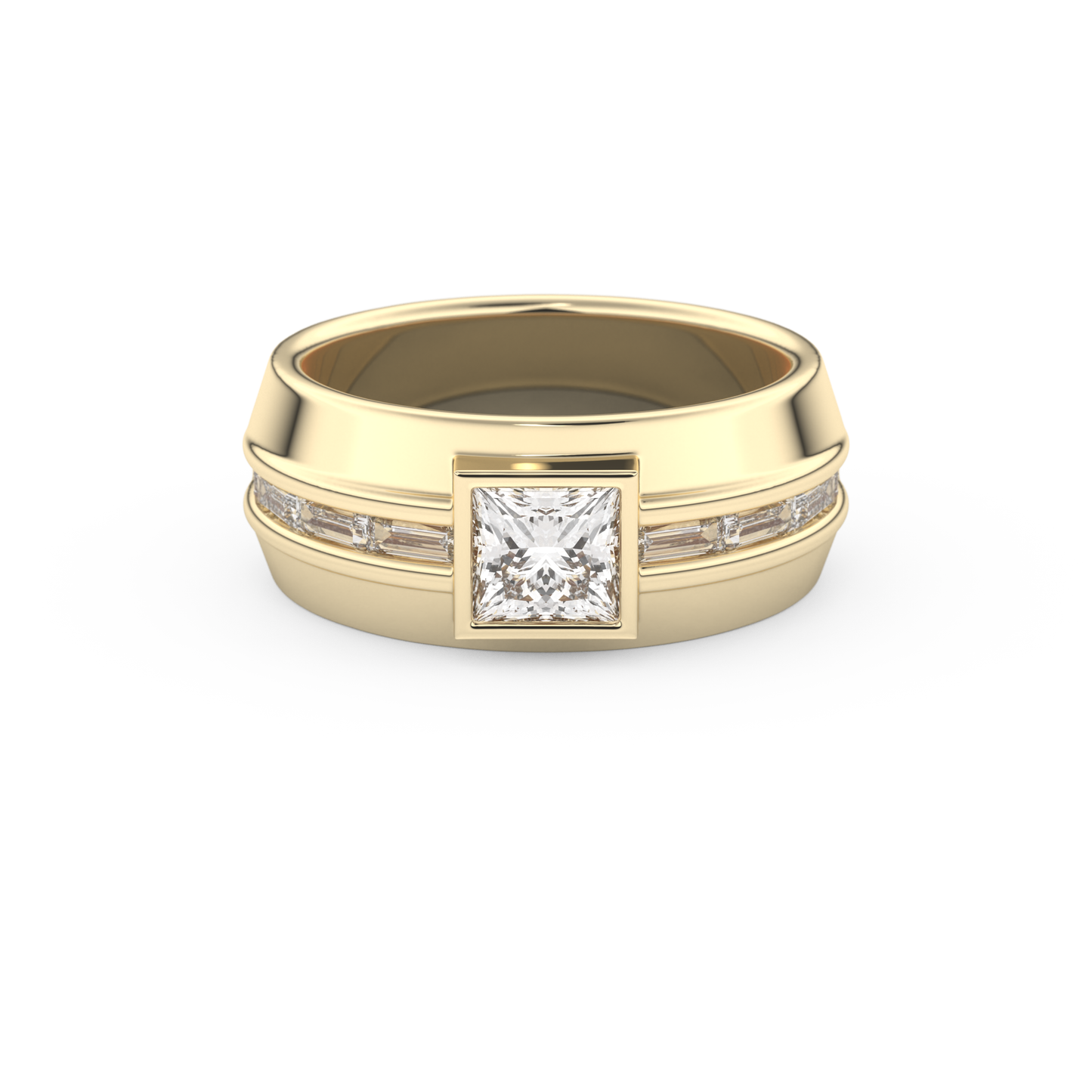 Princess Pave Lab Grown Diamond Men's Engagement Ring