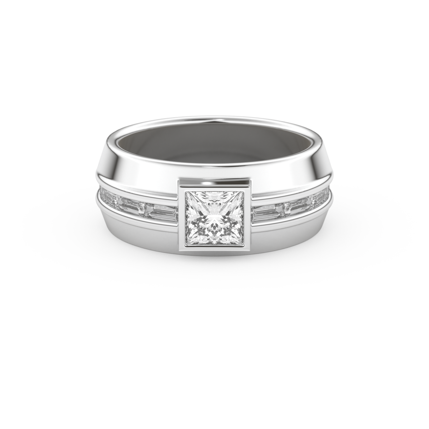 Princess Pave Lab Grown Diamond Men's Engagement Ring