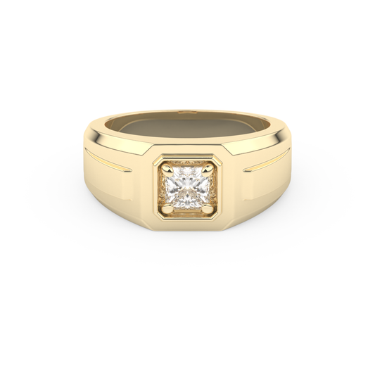 Princess Solitaire Lab Grown Diamond Men's Engagement Ring