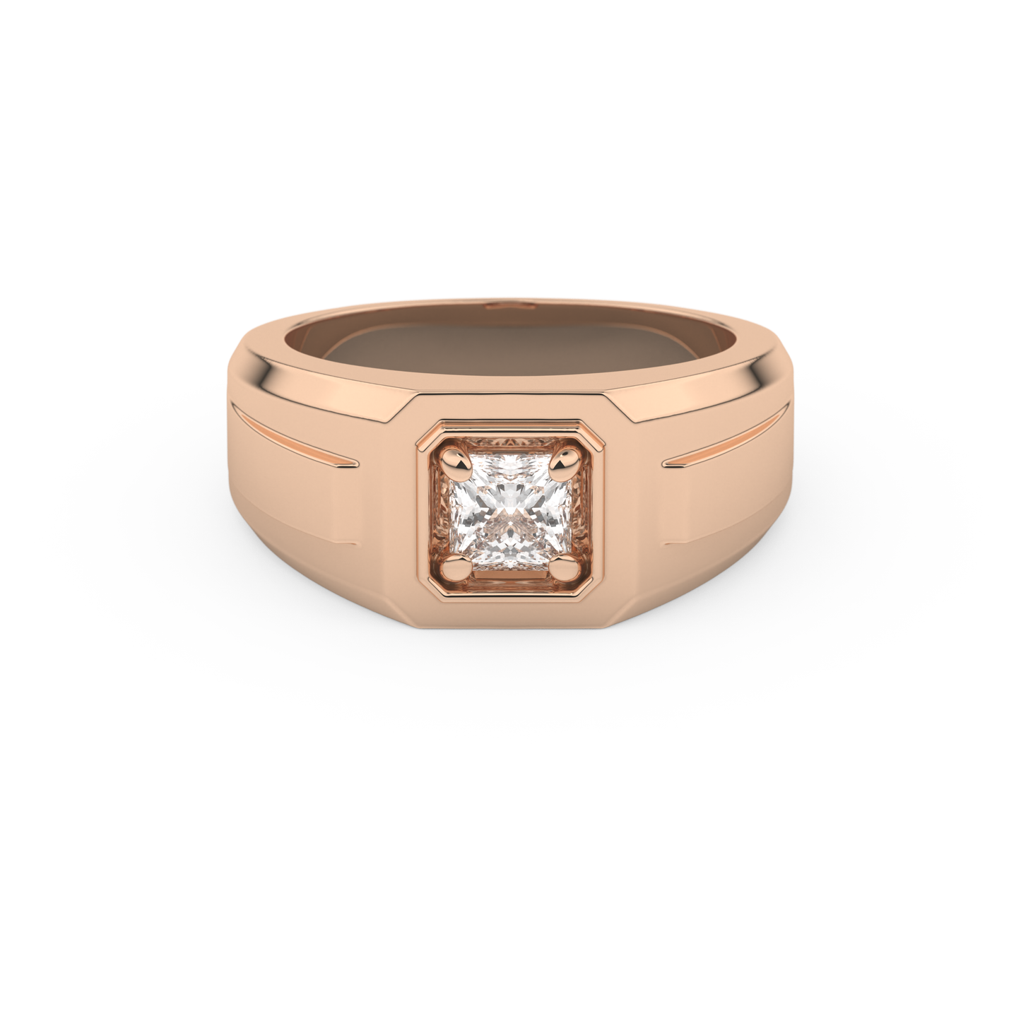 Princess Solitaire Lab Grown Diamond Men's Engagement Ring