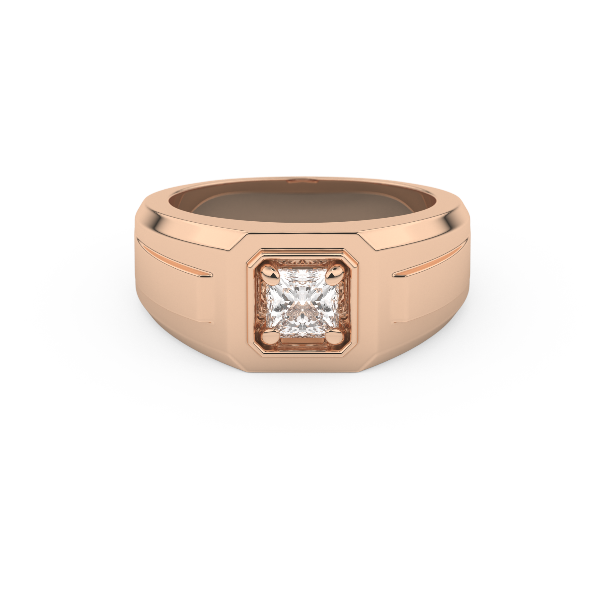 Princess Solitaire Lab Grown Diamond Men's Engagement Ring