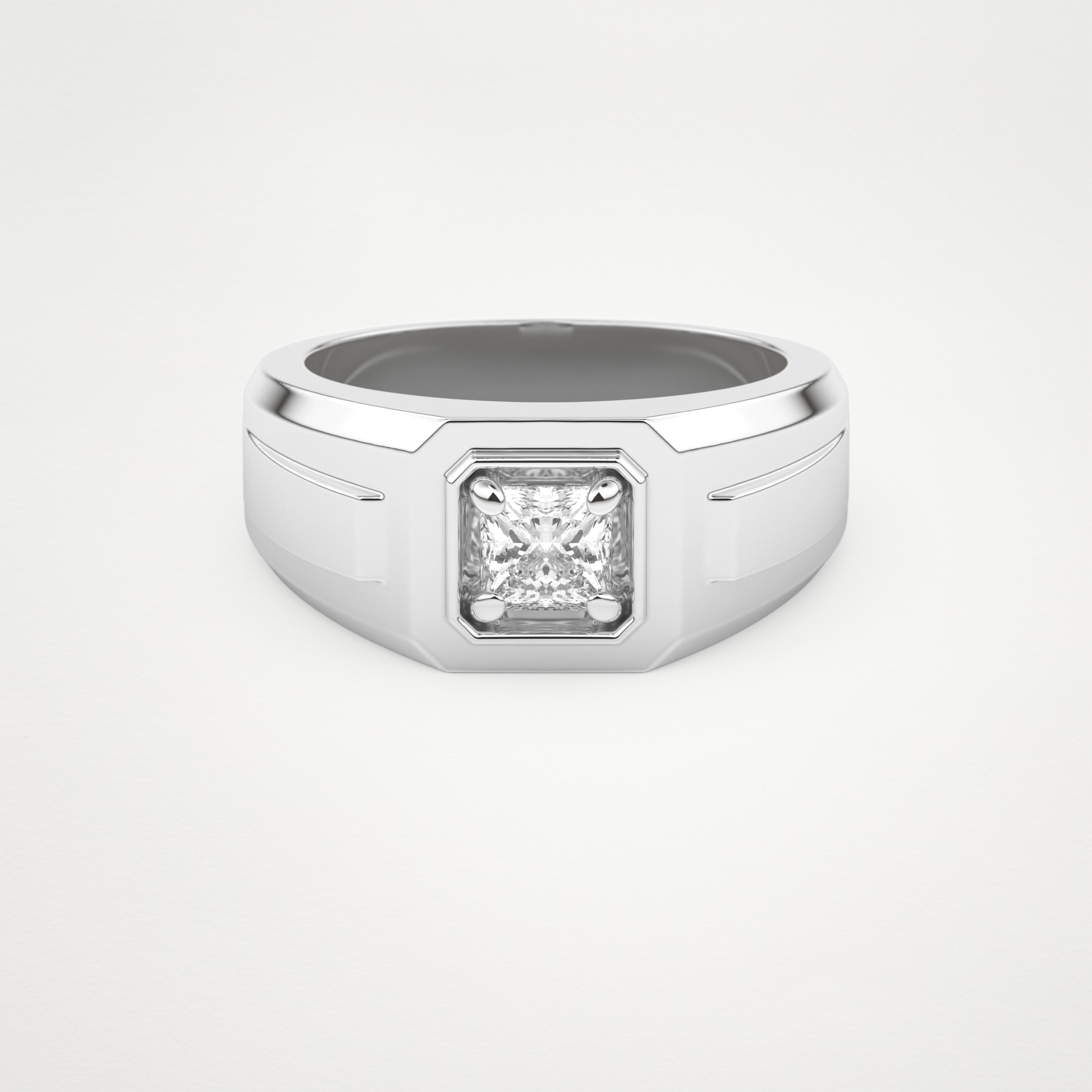 0.5 CT Princess Lab Grown Diamond Men's Wedding Band