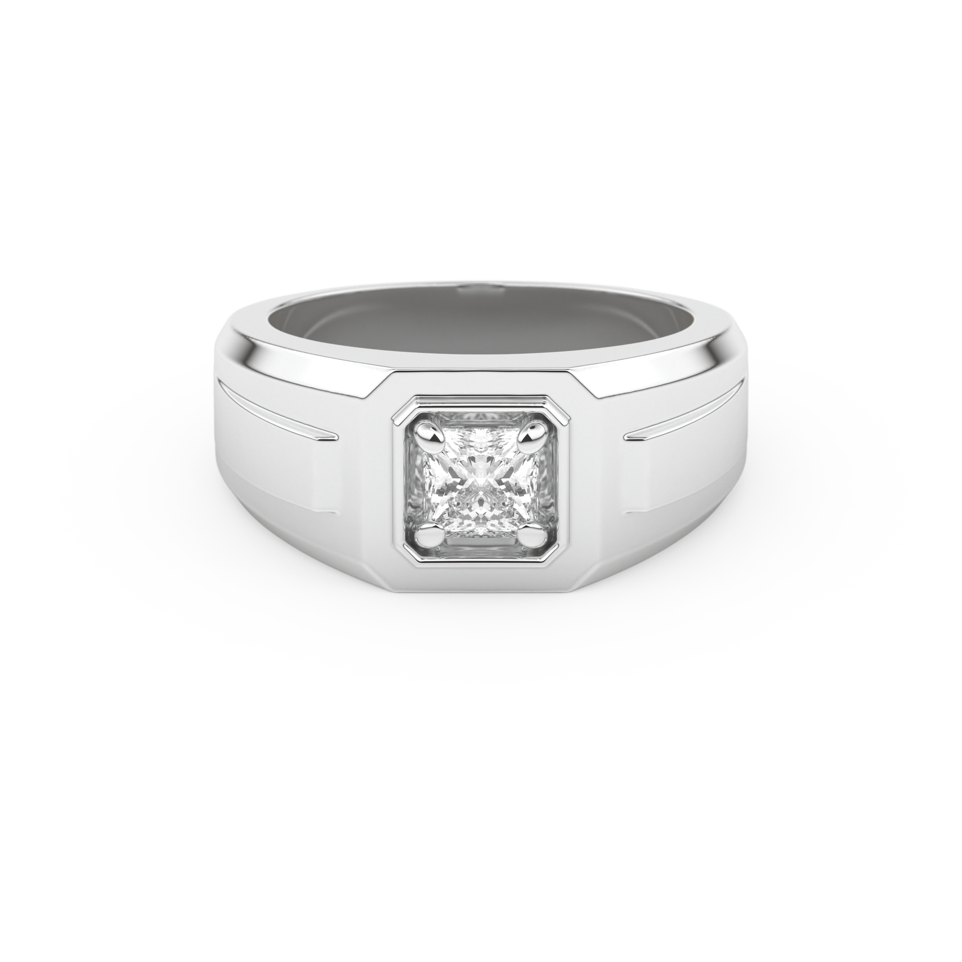 Princess Solitaire Lab Grown Diamond Men's Engagement Ring