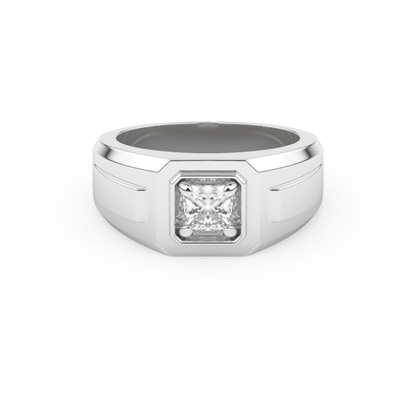 Princess Solitaire Lab Grown Diamond Men's Engagement Ring