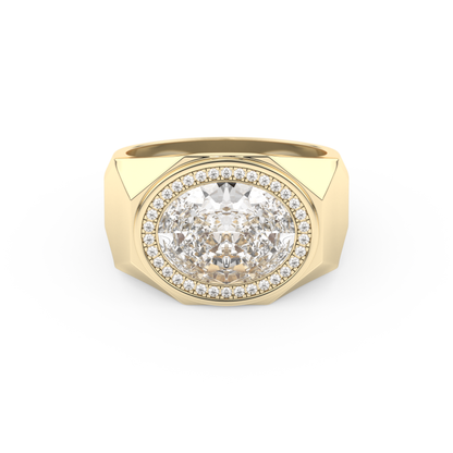 East West Oval Halo Lab Grown Diamond Men's Engagement Ring