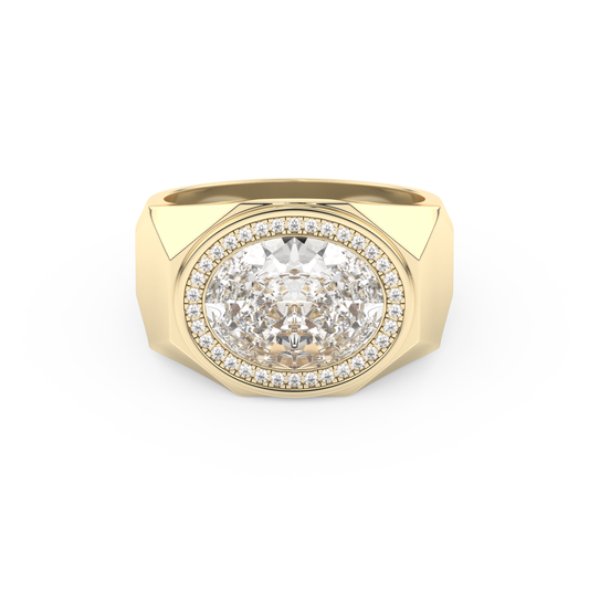 East West Oval Halo Lab Grown Diamond Men's Engagement Ring