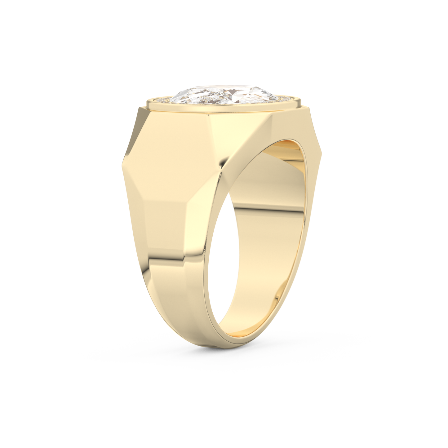 East West Oval Halo Lab Grown Diamond Men's Engagement Ring