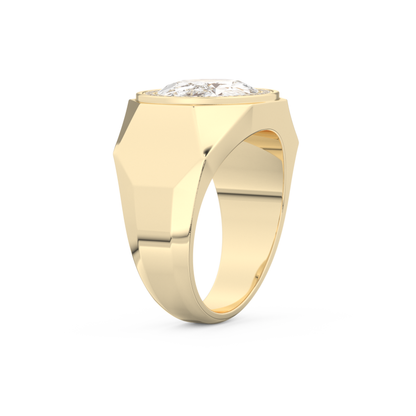 East West Oval Halo Lab Grown Diamond Men's Engagement Ring