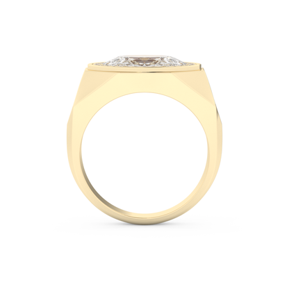 East West Oval Halo Lab Grown Diamond Men's Engagement Ring