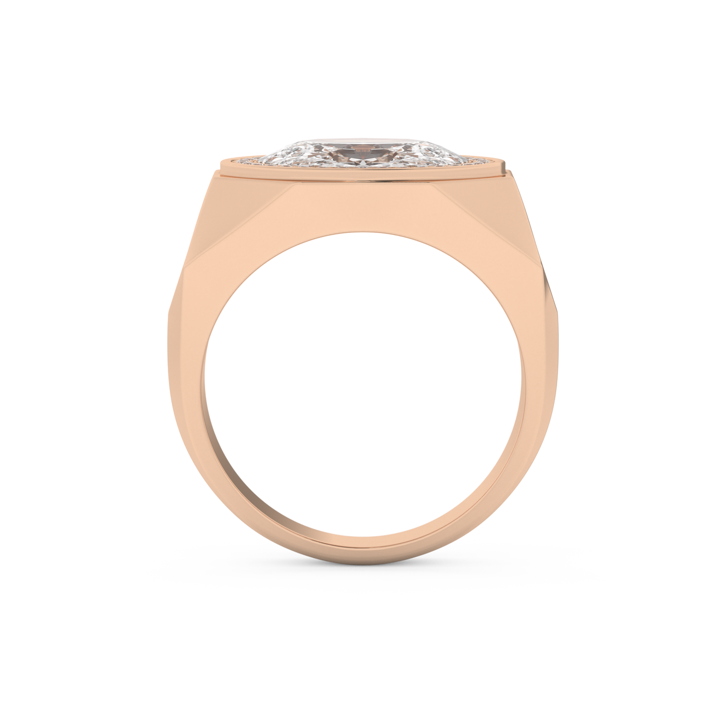 East West Oval Halo Lab Grown Diamond Men's Engagement Ring