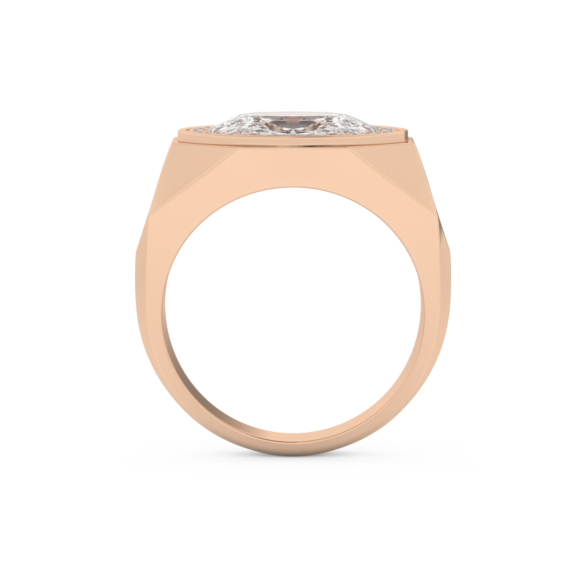 East West Oval Halo Lab Grown Diamond Men's Engagement Ring