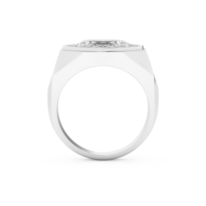East West Oval Halo Lab Grown Diamond Men's Engagement Ring