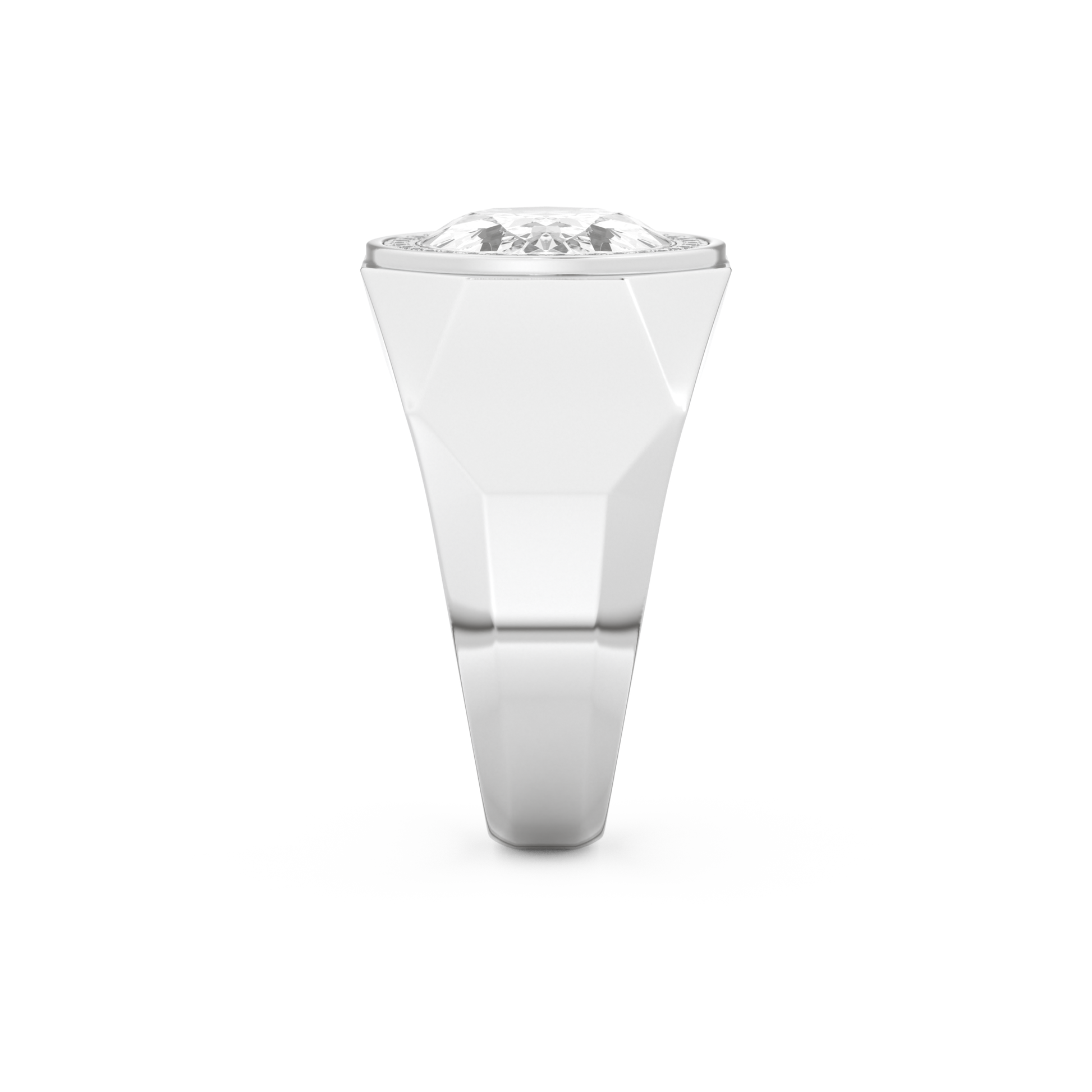 East West Oval Halo Lab Grown Diamond Men's Engagement Ring