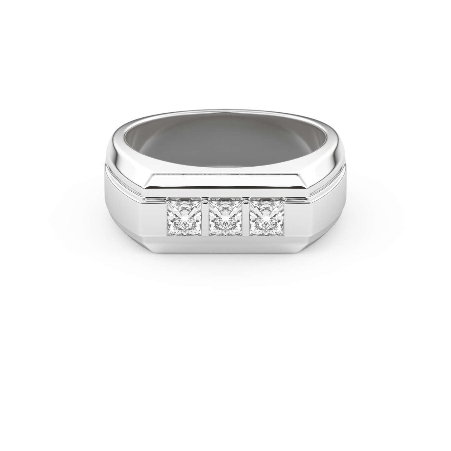 0.536 TCW Princess Lab Grown Diamond Men's Wedding Band