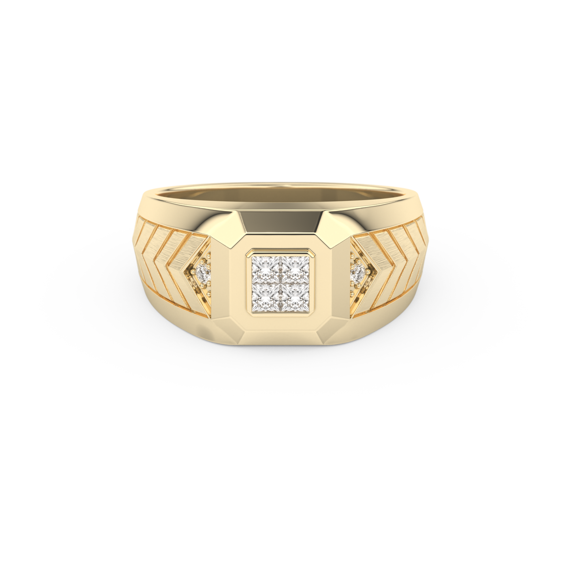 Princess Three Stone Lab Grown Diamond Men's  Engagement Ring
