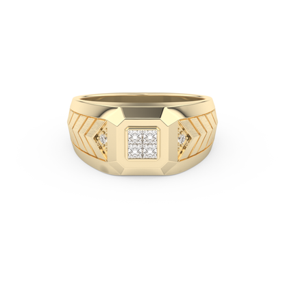 Princess Three Stone Lab Grown Diamond Men's  Engagement Ring
