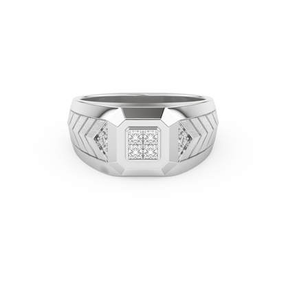 Princess Three Stone Lab Grown Diamond Men's  Engagement Ring
