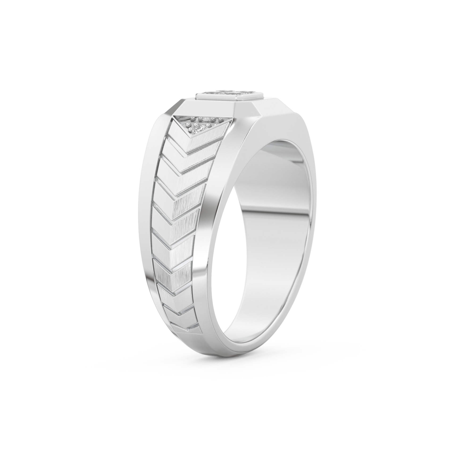Princess Three Stone Lab Grown Diamond Men's  Engagement Ring
