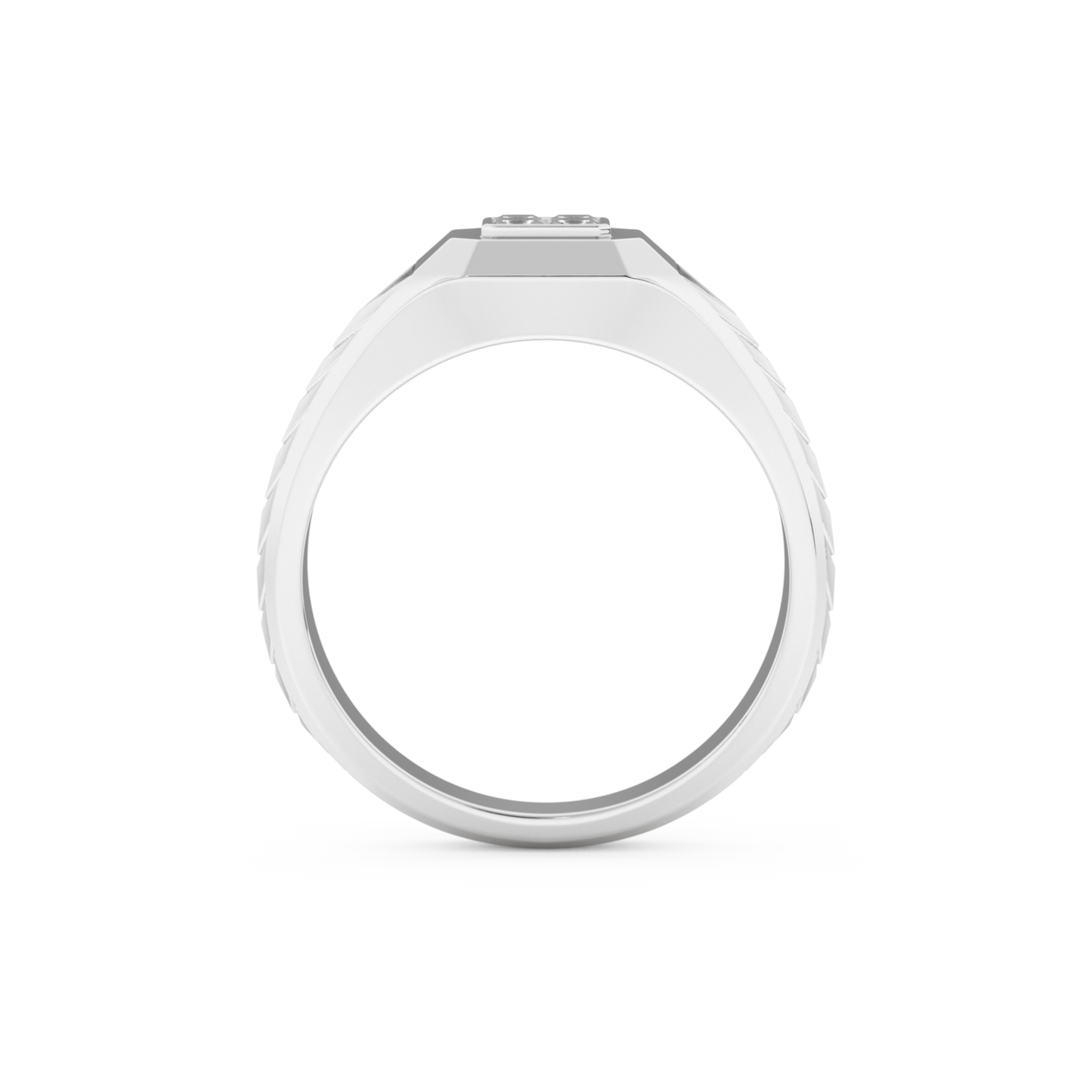 Princess Three Stone Lab Grown Diamond Men's  Engagement Ring