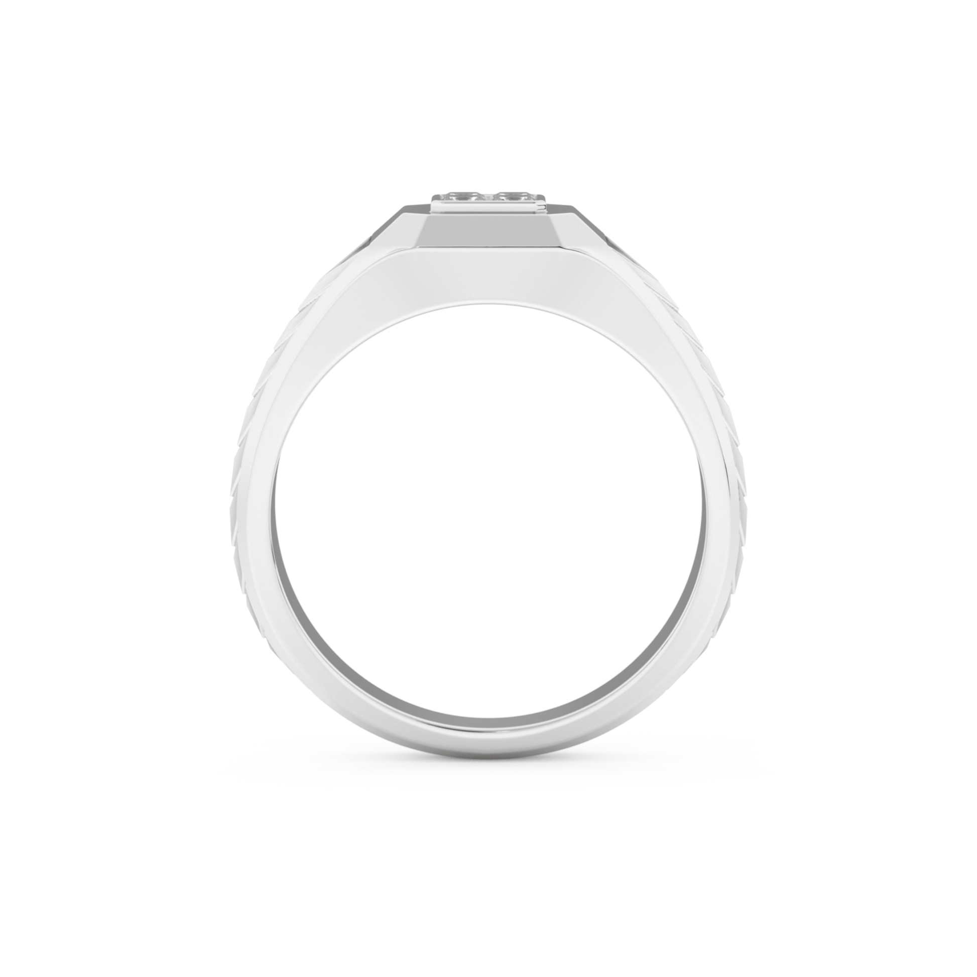 Princess Three Stone Lab Grown Diamond Men's  Engagement Ring