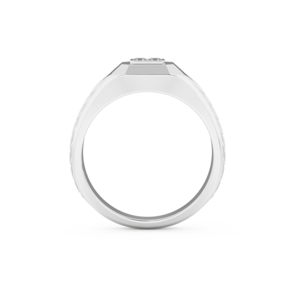 Princess Three Stone Lab Grown Diamond Men's  Engagement Ring