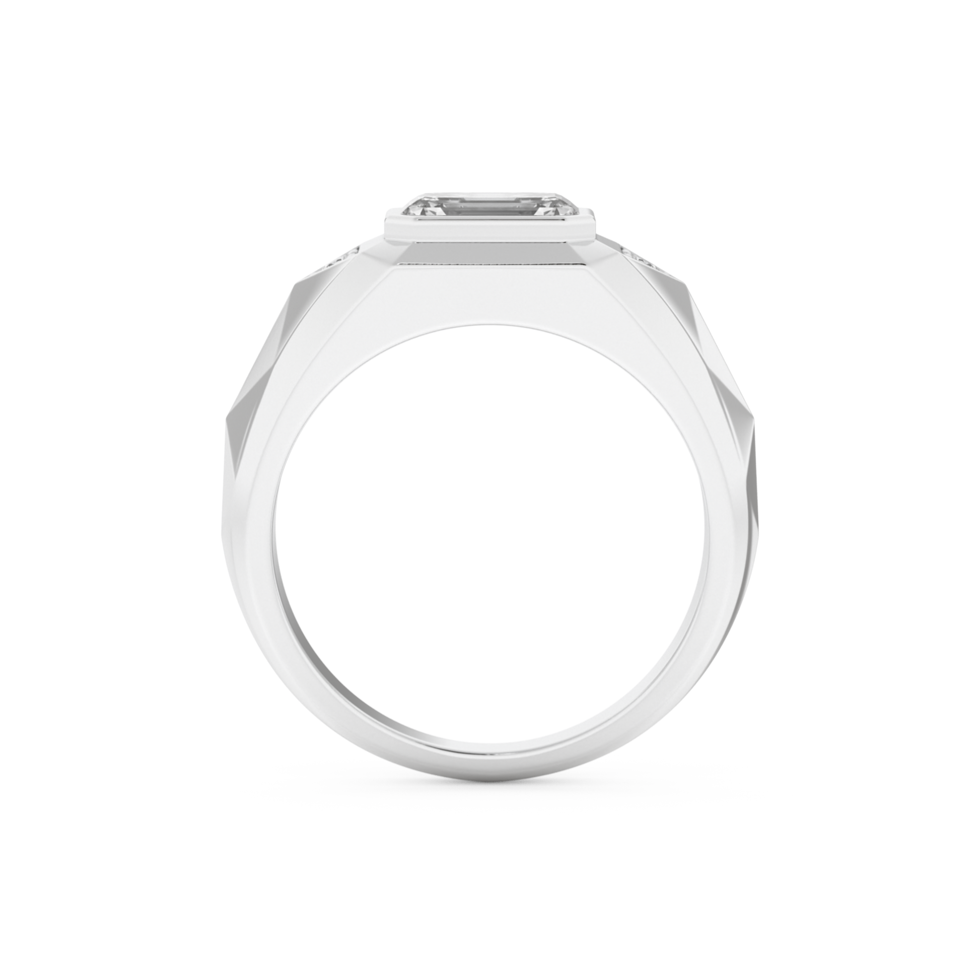 Emerald Three Stone Lab Grown Diamond Men's Engagement Ring