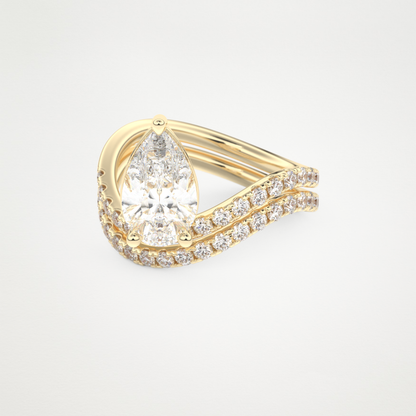 Pear Curved Shank & Pave Lab Grown Diamond Engagement Ring