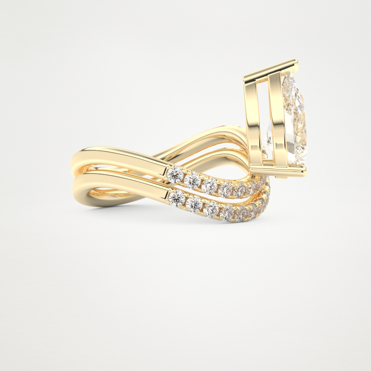 Pear Curved Shank & Pave Lab Grown Diamond Engagement Ring