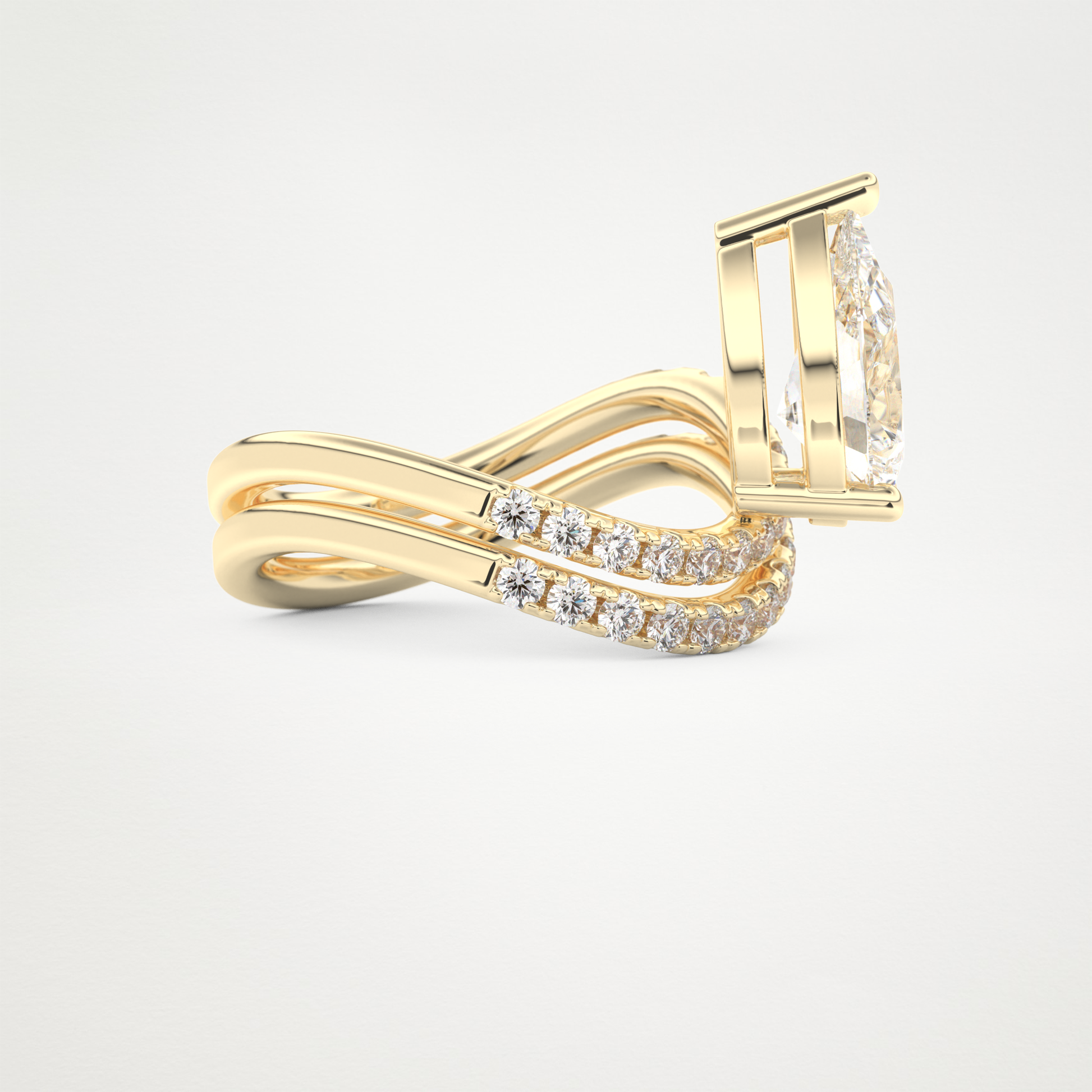 Pear Curved Shank & Pave Lab Grown Diamond Engagement Ring