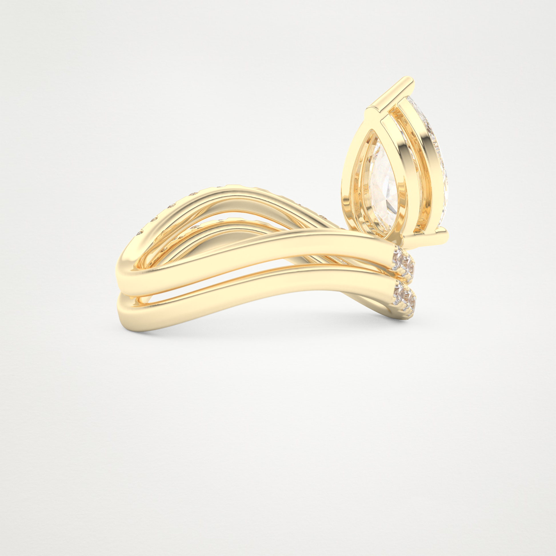 Pear Curved Shank & Pave Lab Grown Diamond Engagement Ring