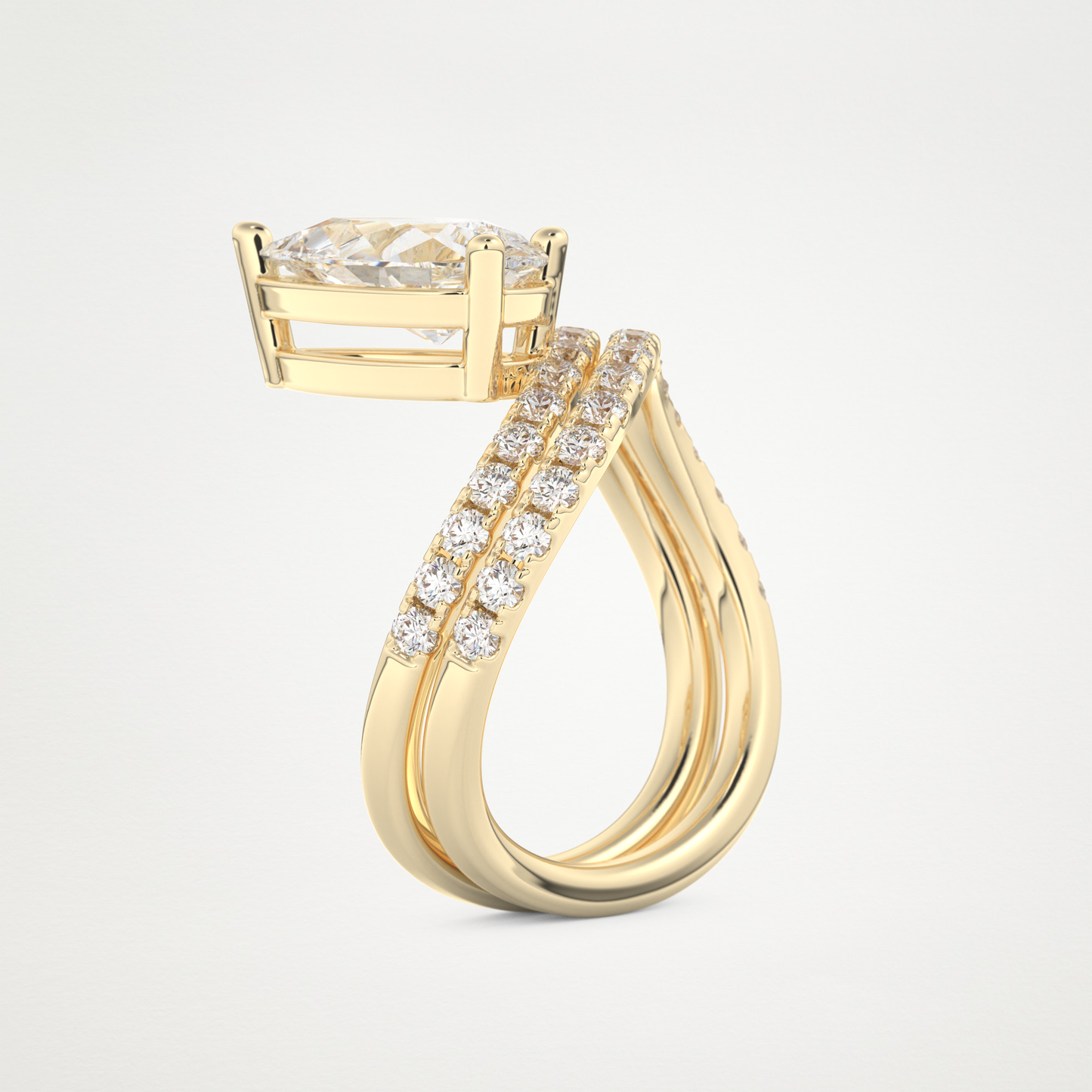 Pear Curved Shank & Pave Lab Grown Diamond Engagement Ring