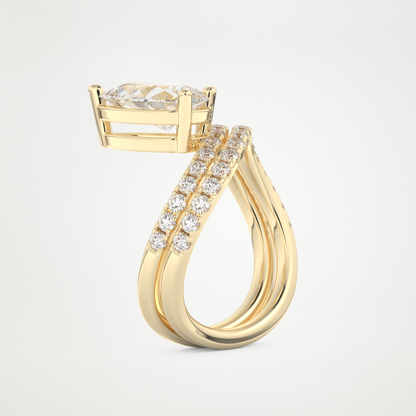 Pear Curved Shank & Pave Lab Grown Diamond Engagement Ring
