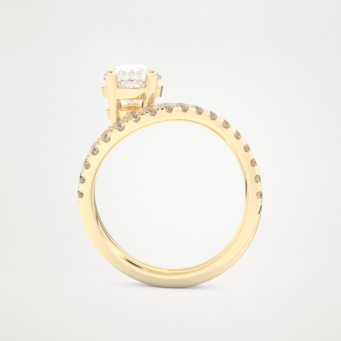 Pear Curved Shank & Pave Lab Grown Diamond Engagement Ring