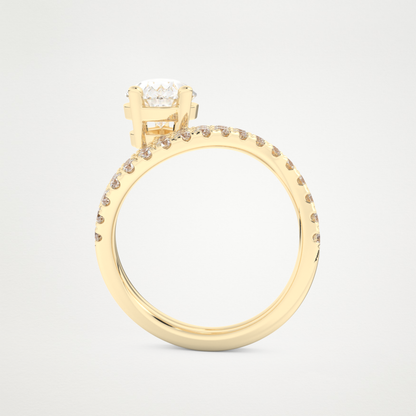 Pear Curved Shank & Pave Lab Grown Diamond Engagement Ring