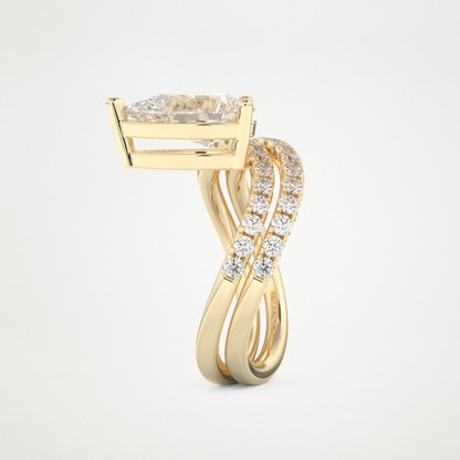 Pear Curved Shank & Pave Lab Grown Diamond Engagement Ring